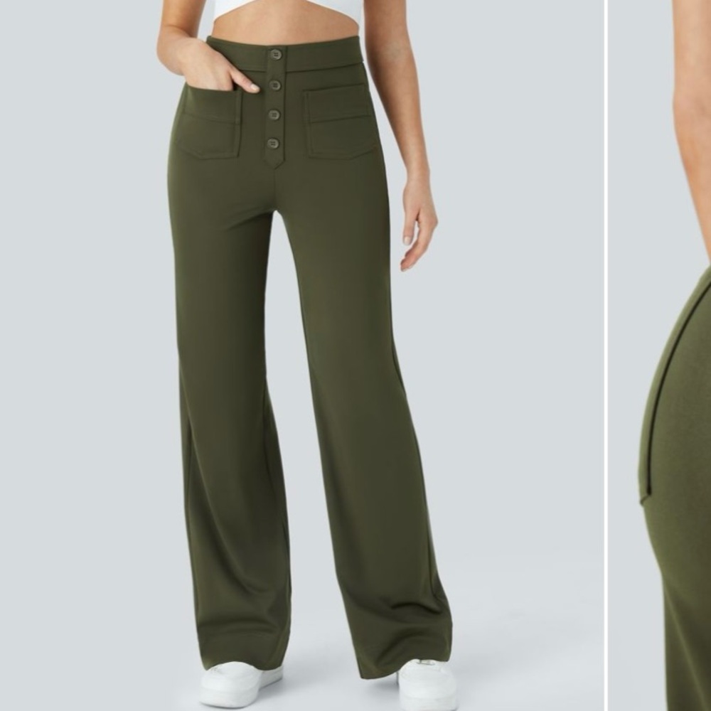 HALARA Olive Wide-Leg Pants